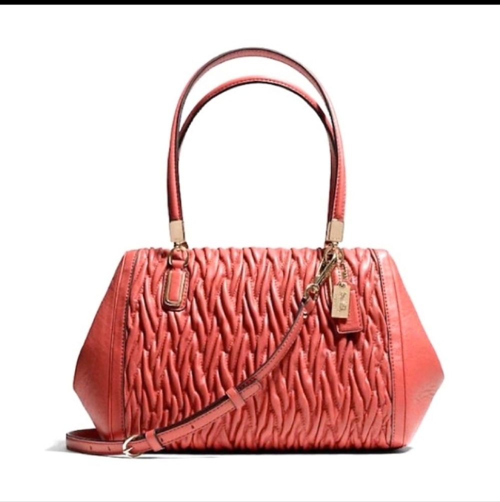 COACH Madison- Coral Satchel With Crossbody Detachable Strap-EUC